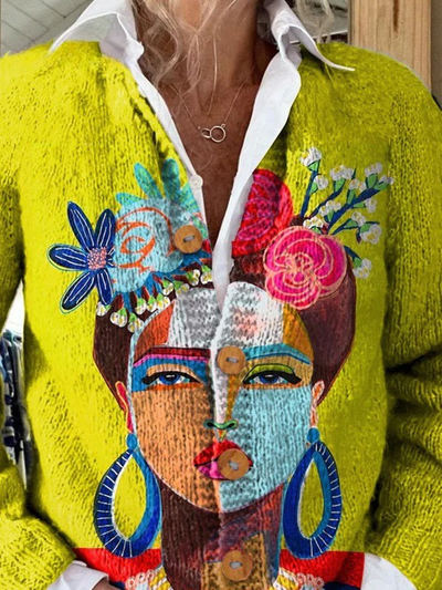 Noor - Artistic Portrait Cardigan