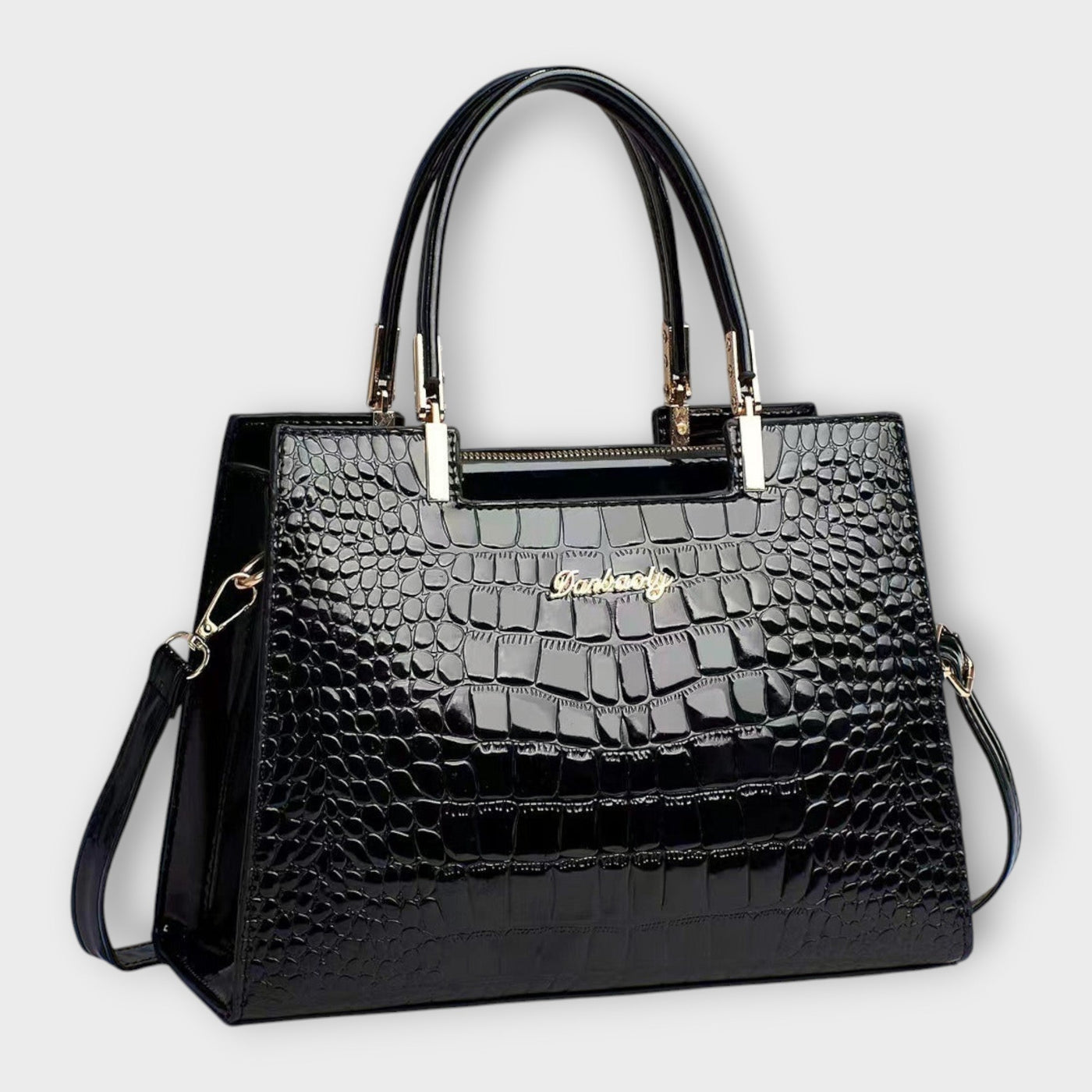 Glossy Crocodile Pattern Handbag