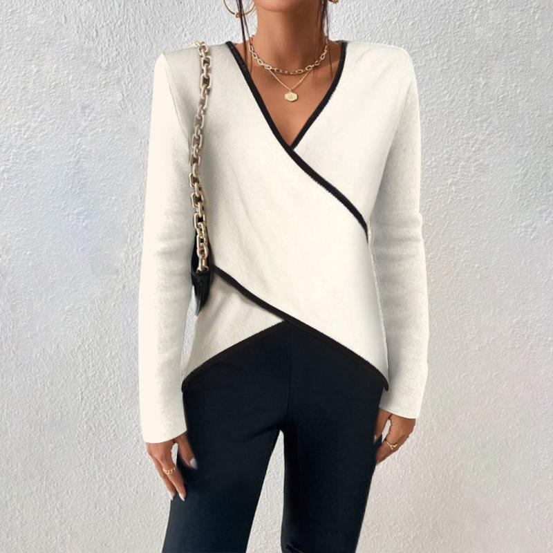 Yzabelle | Wrap Contrast Trim Sweater