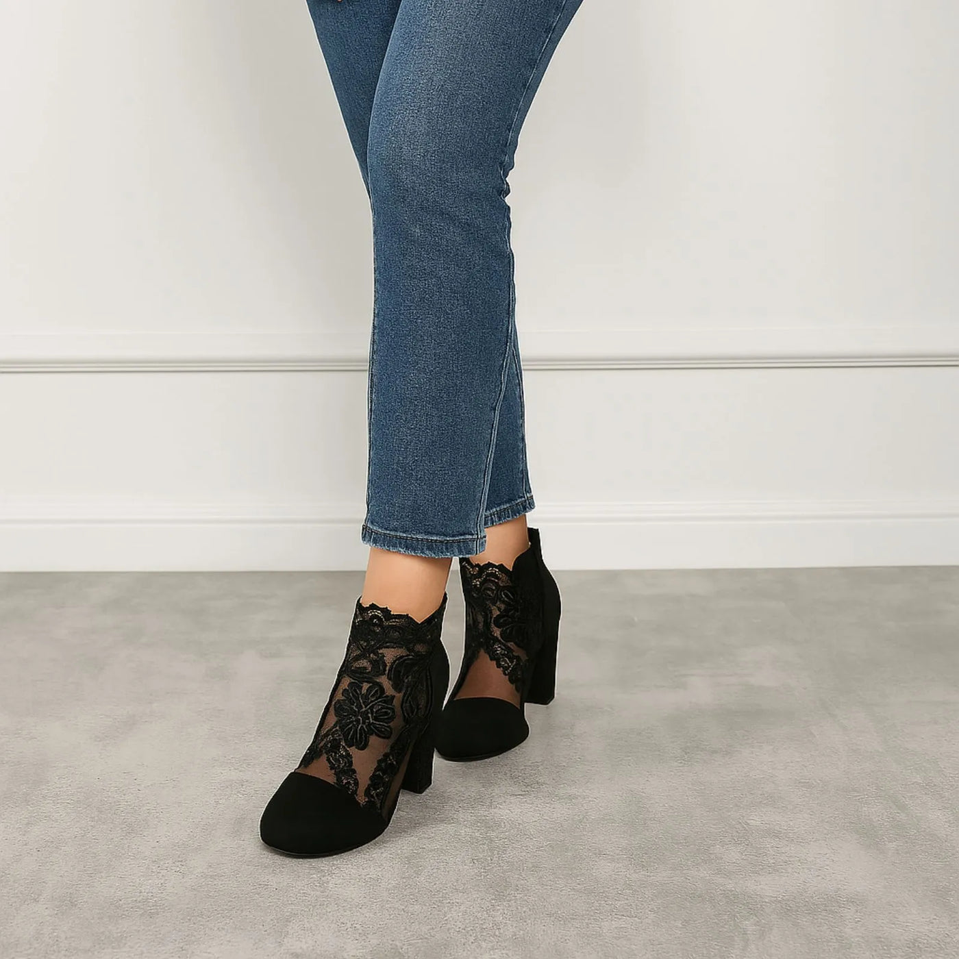 Hazel - Black Lace-Up Ankle Boots