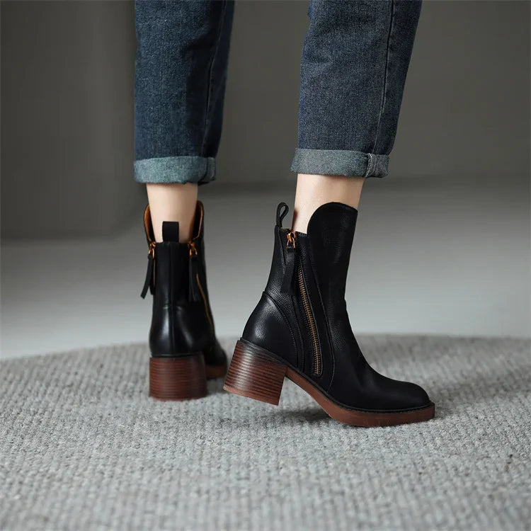 Savannah - Chic Leather Ankle Boots for Ultimate Comfort