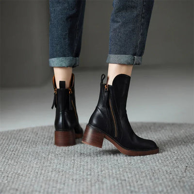 Savannah - Chic Leather Ankle Boots for Ultimate Comfort