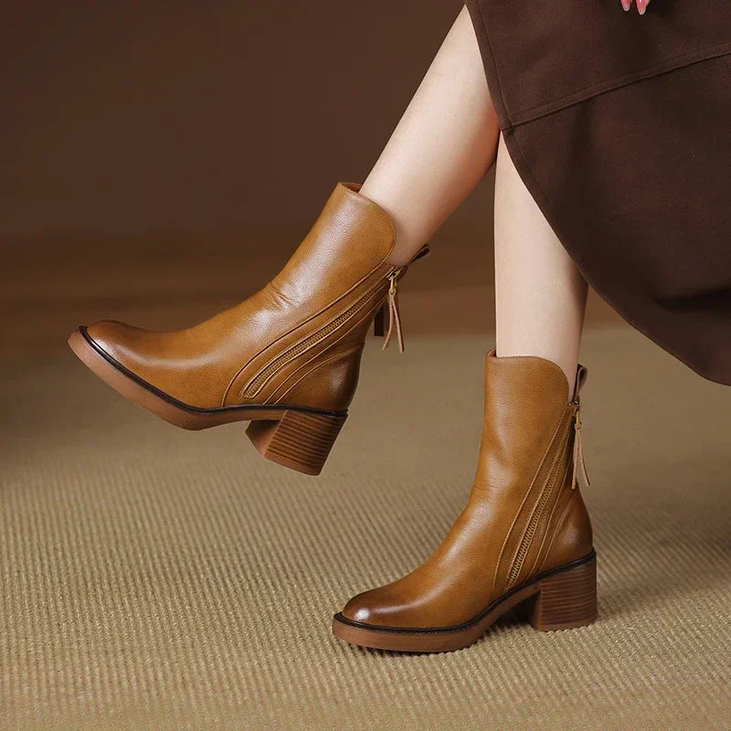 Savannah - Chic Leather Ankle Boots for Ultimate Comfort