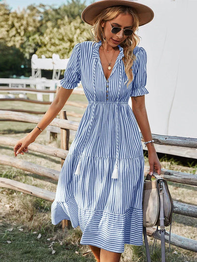 Elodie | Striped Tassel Midi