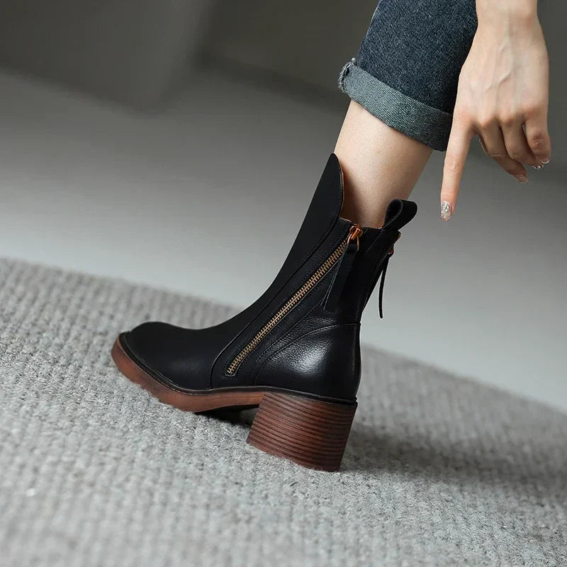 Savannah - Chic Leather Ankle Boots for Ultimate Comfort