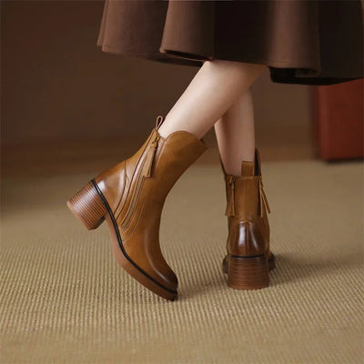 Savannah - Chic Leather Ankle Boots for Ultimate Comfort