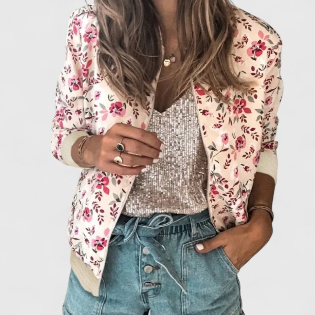 Margot – Elegant Floral Bomber Cardigan
