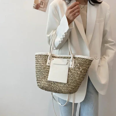 Georgia | Chic Straw Bag with Leather Details