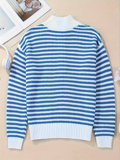 Celia | Striped Zipper Sweater