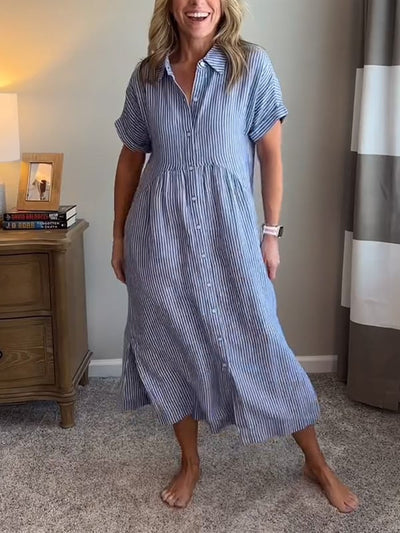 Celira | Striped Button-Up Shirt dress