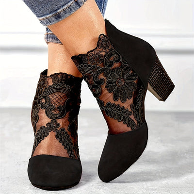 Hazel - Black Lace-Up Ankle Boots