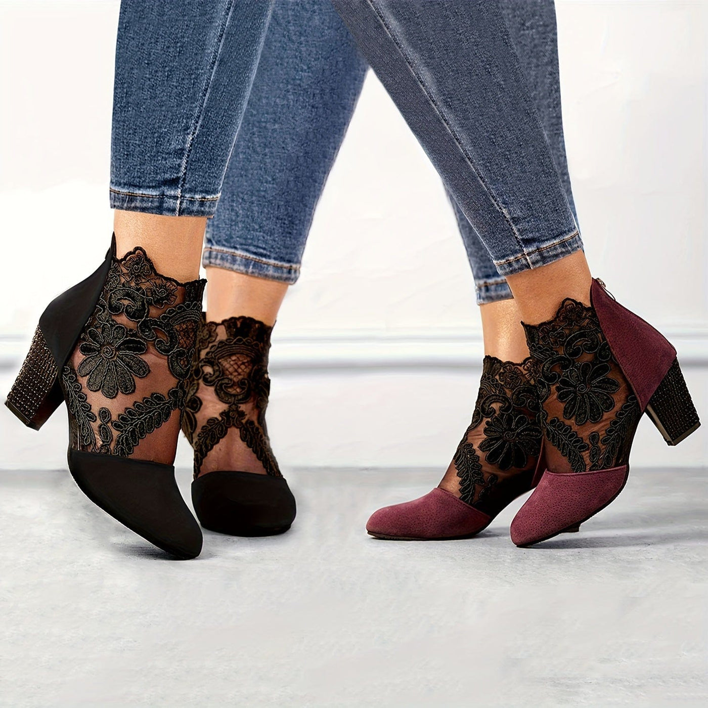 Hazel - Black Lace-Up Ankle Boots