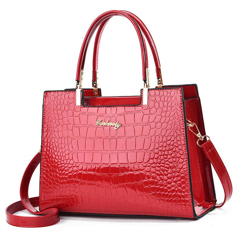 Glossy Crocodile Pattern Handbag