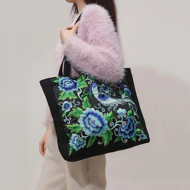 Frankie | Artistic Embroidered Tote Bag