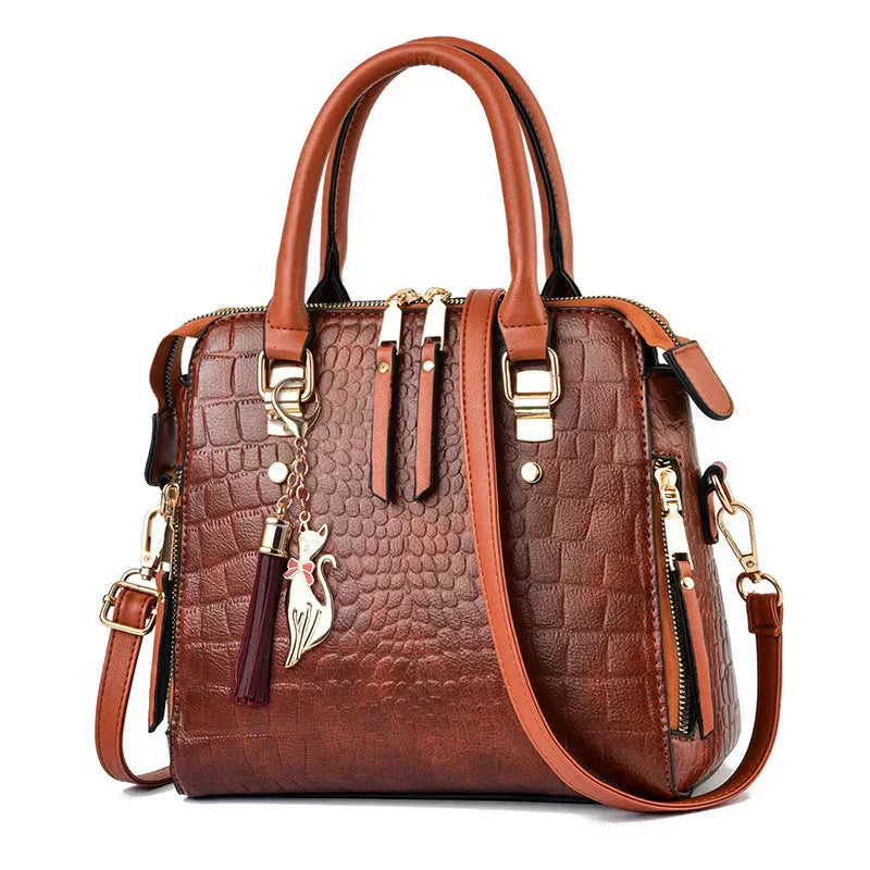 Isla | Premium Crocodile-Embossed Leather Handbag